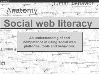 Social web literacy
      An understanding of and
   competence in using social web
   platforms, tools and behaviors.




                                     18
 