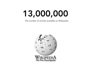 13,000,000
The number of articles available on Wikipedia.
 