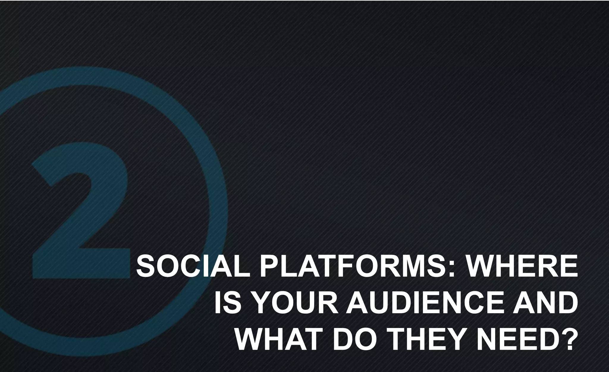 SOCIAL PLATFORMS: WHERE
IS YOUR AUDIENCE AND
WHAT DO THEY NEED?
 