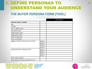28
2. DEFINE PERSONAS TO
UNDERSTAND YOUR AUDIENCE
THE BUYER PERSONA FORM [TOOL]
 