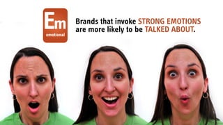 Brands that invoke STRONG EMOTIONS
are more likely to be TALKED ABOUT.Ememotional
 