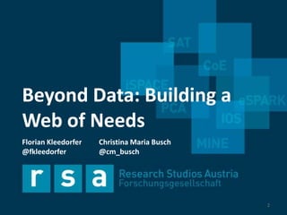 Beyond Data: Building a
Web of Needs
2
Florian Kleedorfer
@fkleedorfer
Christina Maria Busch
@cm_busch
 