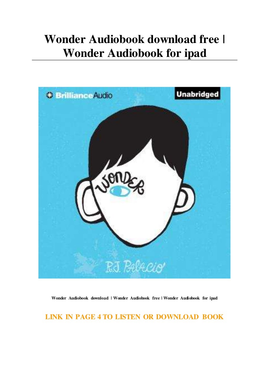 Wonder Audiobook download free Wonder Audiobook for ipad