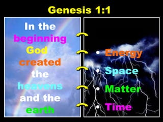 Cause   Energy Space Matter  Time In the  beginning   God   created  the  heavens  and the  earth Genesis 1:1 
