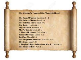 Wonderful Names of our Wonderful Lord | PPTX