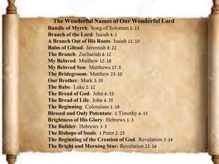Wonderful Names of our Wonderful Lord | PPTX