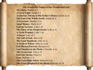 Wonderful Names of our Wonderful Lord | PPTX