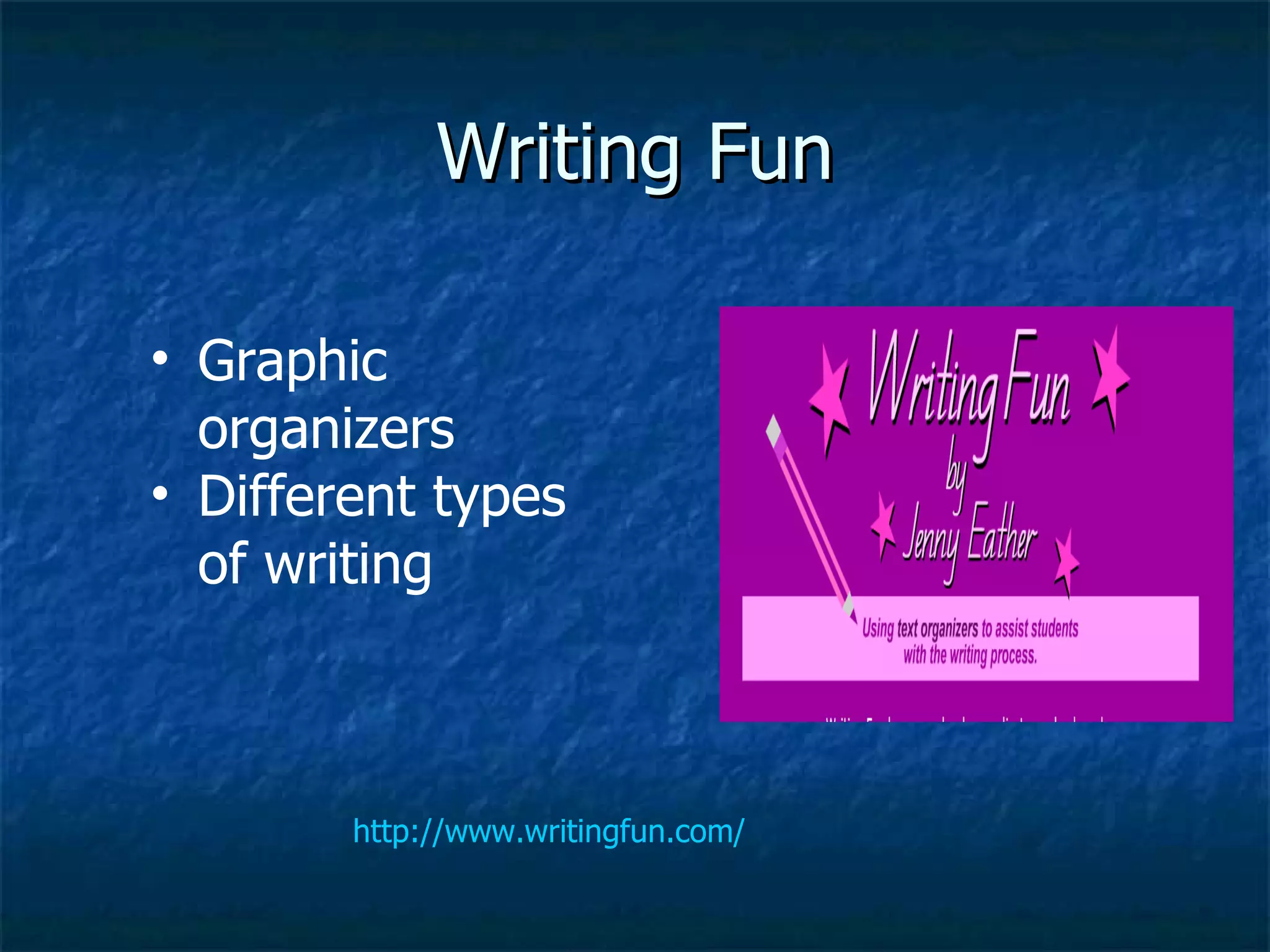 Writing Fun http://www.writingfun.com/ Graphic organizers Different types of writing 