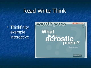 Read Write Think  Thinkfinity example interactive 
