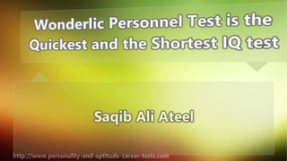 Wonderlic Personnel Test and its partiuclarities