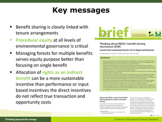 Lessons for equitable REDD+ benefit sharing from community forestry practices in Indonesia and Nepal