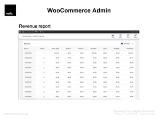 WooCommerce Admin
Revenue report
 