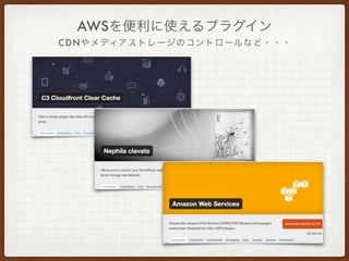 CDNやメディアストレージのコントロールなど・・・
AWSを便利に使えるプラグイン
 
