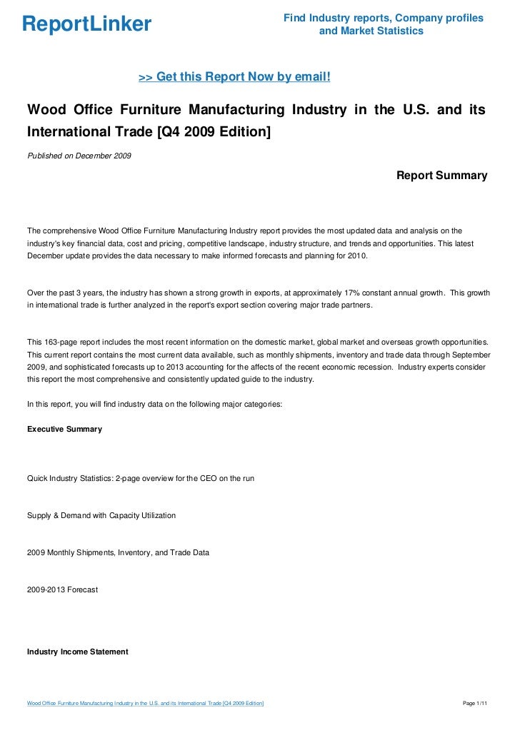 Wood Office Furniture Manufacturing Industry in the U.S. and its