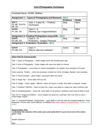 Wood unit 9 assignment 1 marking sheet | PDF