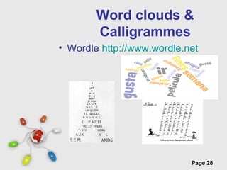 Free Powerpoint Templates
Page 28
Word clouds &
Calligrammes
• Wordle http://www.wordle.net
 