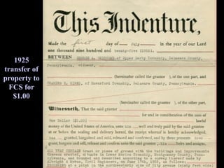 1925
transfer of
property to
  FCS for
   $1.00
 
