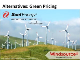 Photo credits: http://realhousewivesofmn.com/category/minnesota-activities/
Alternatives: Green Pricing
 