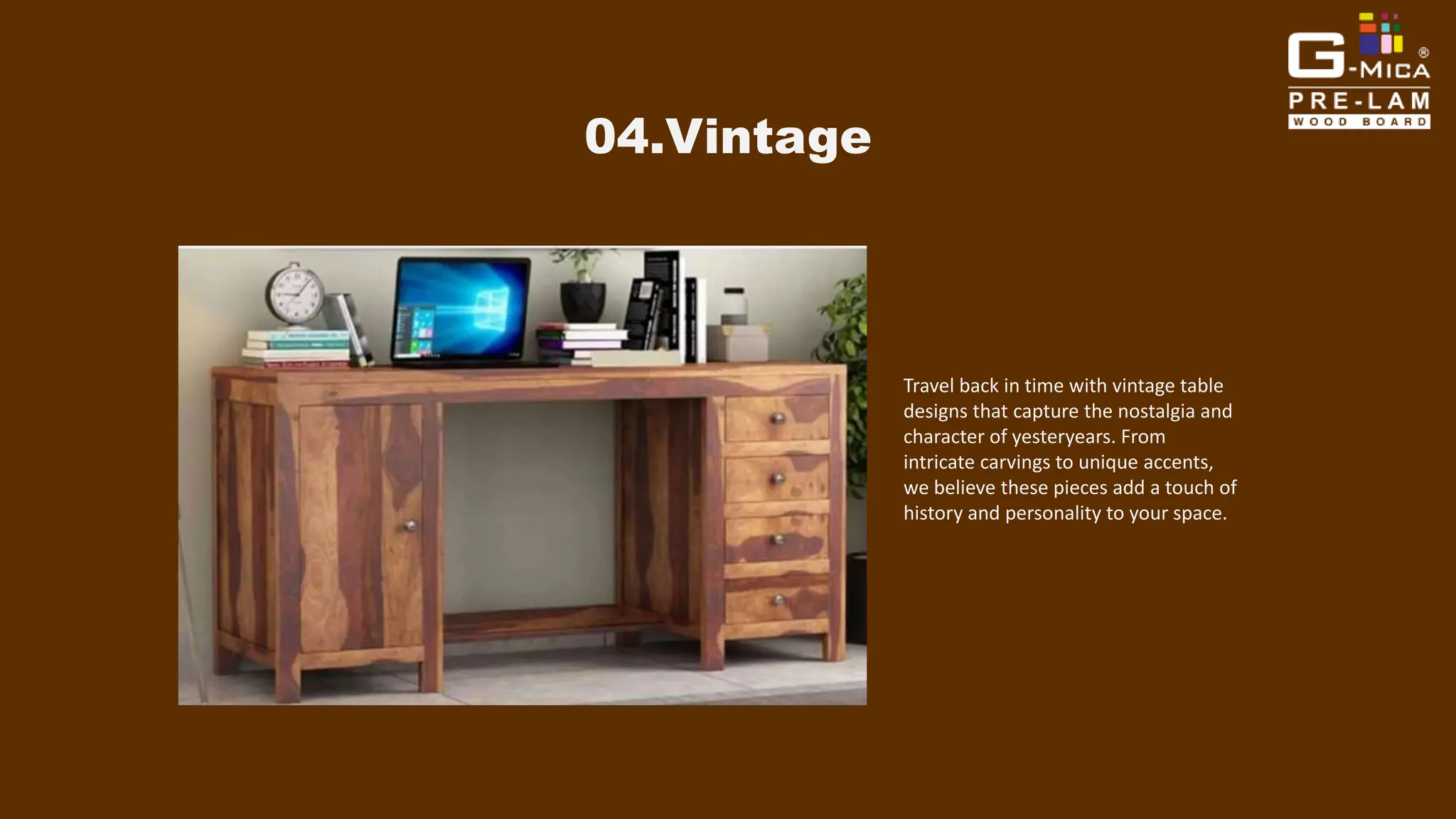 G-Mica Wood Chip Particle board Table Design | PPT