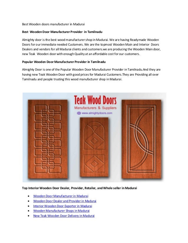 Wooden Doors Manufacturer In Madurai