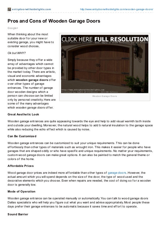 Wooden Garage Doors Pro And Cons