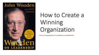 How	to	Create	a	
Winning	
Organization
 
