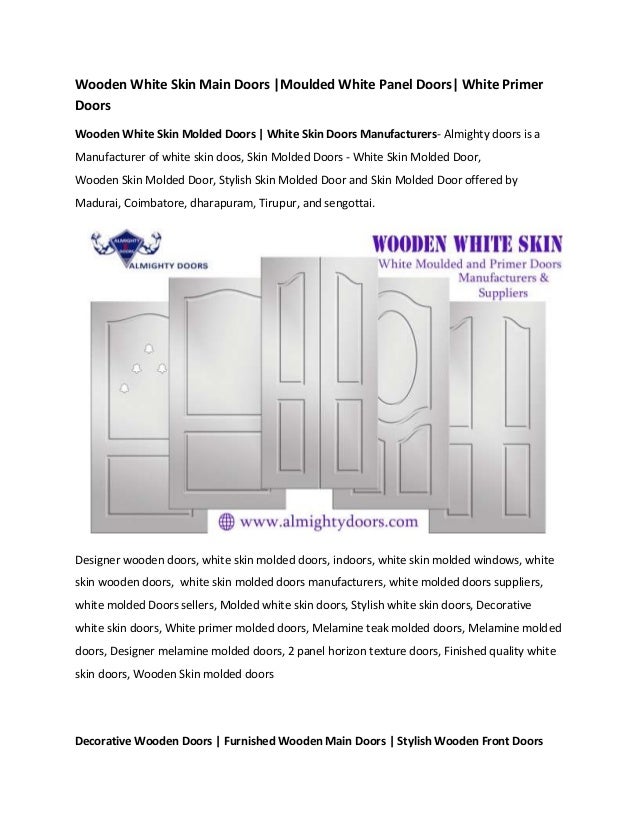 Wooden White Skin Main Doors Moulded White Panel Doors White Primer D