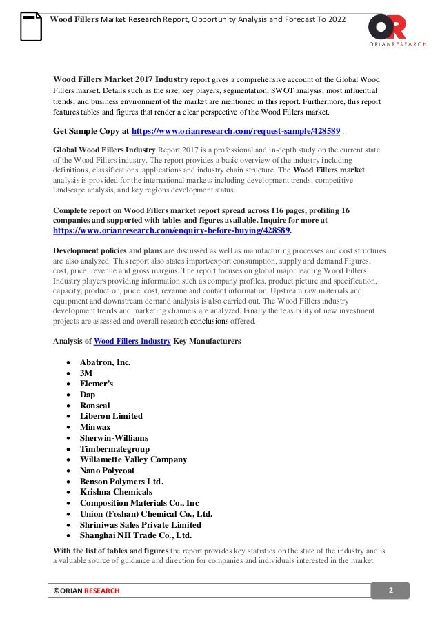 Wood fillers market 2017 global industry outlook demand 