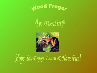 By: Destiny! Hope You Enjoy, Learn & Have Fun! Wood Frogs! 