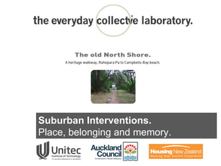 Suburban Interventions.
Place, belonging and memory.
 