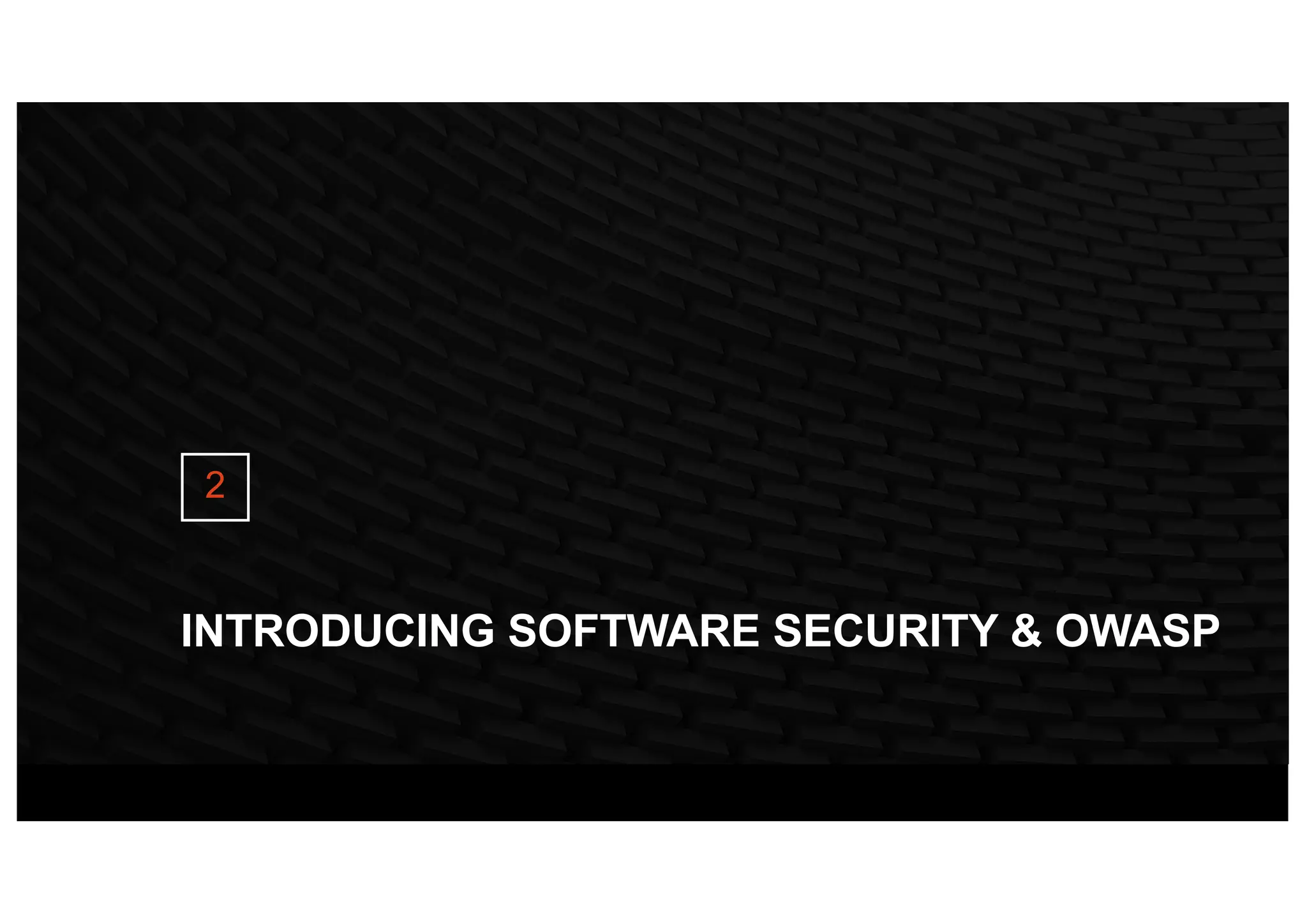INTRODUCING SOFTWARE SECURITY & OWASP
2
 