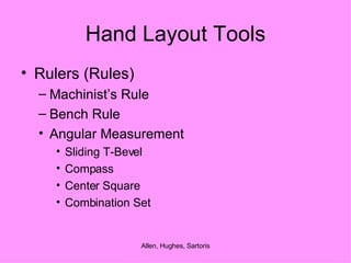 Hand Layout Tools Rulers (Rules) Machinist’s Rule Bench Rule Angular Measurement Sliding T-Bevel Compass Center Square Combination Set 