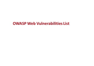 OWASP	Web	Vulnerabilities	List
 