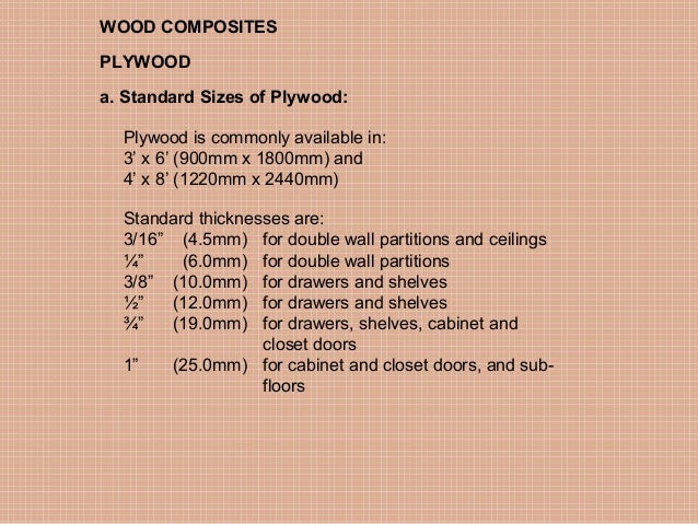 Plywood Thickness Chart Mm