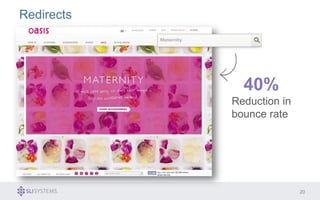 20 
Redirects 
40% 
Reduction in 
bounce rate 
 