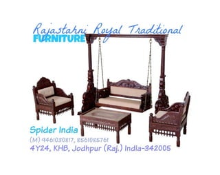 Wood teak carved sofa set with  swing mayur 1