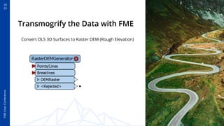 20
22
FME
User
Conference
AGO Desktop App
• 3D WebApp
• Work with the LiDAR data and Final
Data in 3D
• Point Cloud Scene ...