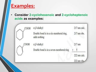 Examples:
• Consider 2-cyclohexenoic and 2-cycloheptenoic
acids as examples:
 