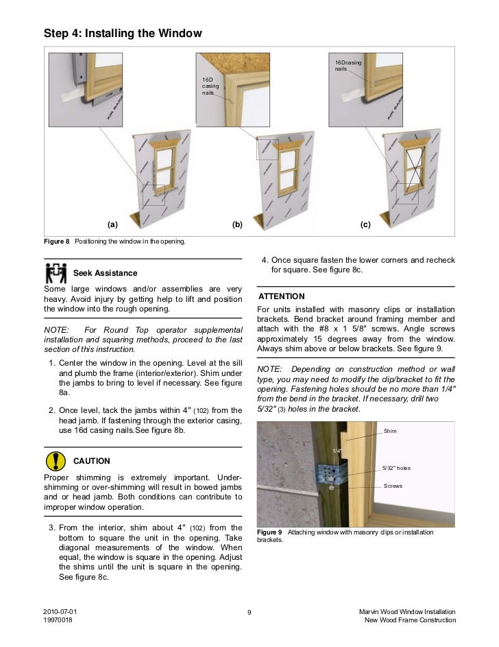 Marvin Wood Window Installation Instructions