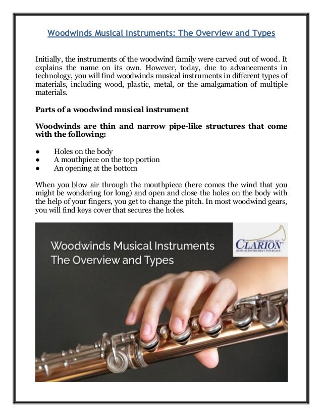 Woodwinds Musical Instruments The Overview and Types