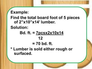 Lumber Formulas Woodworking | PPTX