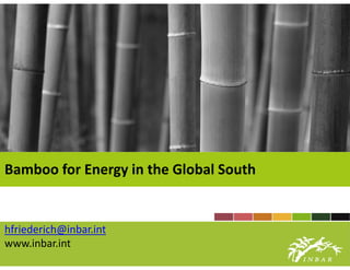 Bamboo for Energy in the Global South
hfriederich@inbar.int
www.inbar.int
 