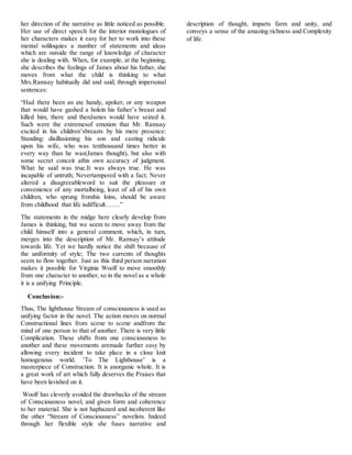 Woolf stream of consciousness technique in To the Light House | DOCX