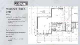 Woonhuis Rhoon, 2010 
Project uitgewerkt in Bouwinformatie Model (Arkey 8.0) 
Werktekening: Matenplan begane grond 
 