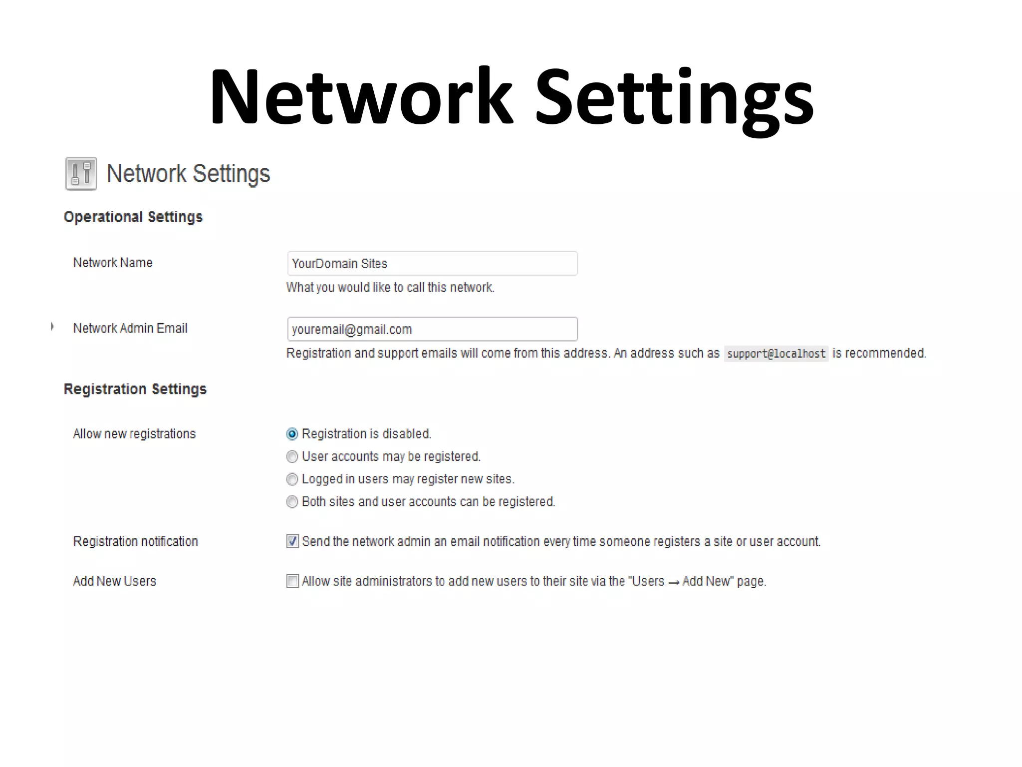 Network Settings
 