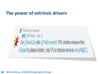 @HelenBevan #HACWEnergisingForChange
The power of extrinsic drivers
 