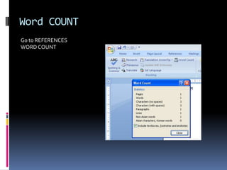 Adding Bibliographies and CitationsTo CREATE A BIBLIOGRAPHY  and to ADD citations to a documentGo to REFERENCESCITATIONS AND BIBLIIOGRAPHIES