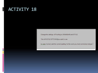 Activity 17You will find the text in the Text document on Moodle