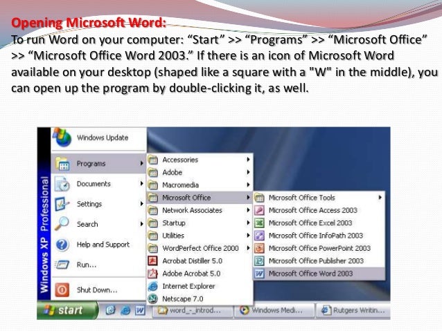 how to work microsoft word 2003