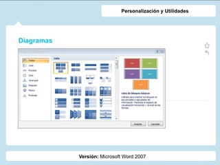 Diagramas
Versión: Microsoft Word 2007
Personalización y Utilidades
 